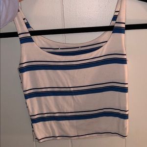 blue and white striped tank top